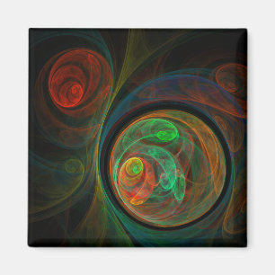 Abstrakten Reborn Grönt Art Square Magnet