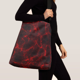 Abstrakten Red and Black Marble Swirl Axelväska