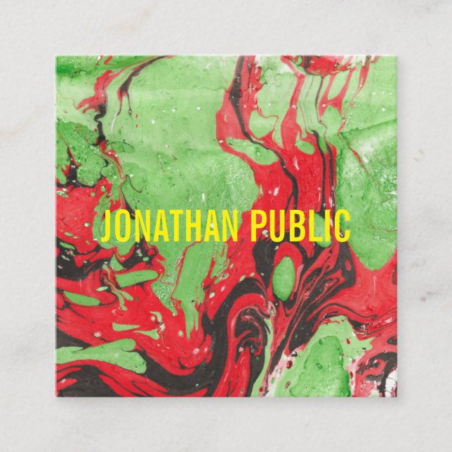 Abstrakten Red and Grönt Art Modern Elegant Templa Fyrkantigt Visitkort (Framsida)