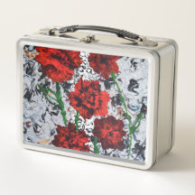Abstrakten Red Blommigt Art Lunchbox Unik Metall