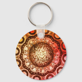 Abstrakten Red, Orange & Gult Mandala Art Keychain Nyckelring