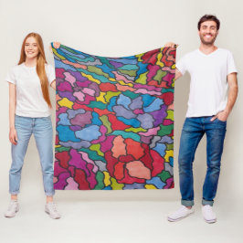 Abstrakten Regnbågstenade glasblommor Fleecefilt