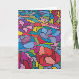Abstrakten Regnbågstenade glasblommor Helgkort