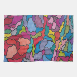 Abstrakten Regnbågstenade glasblommor Kökshandduk