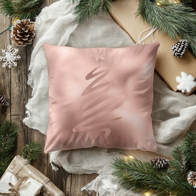 Abstrakten Ro Guld Foil Metallic Julgran Kudde (Skapare uppladdad)