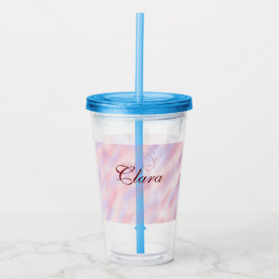 Abstrakten Röd rosa maronfärgad lägga till namepa Take Away Mugg