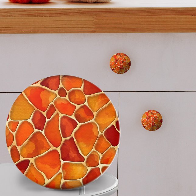 Abstrakten Röda och Orange Vattenfärgsceller Knopp (Skapare uppladdad)