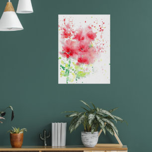 Abstrakten Röda poppies vattenfärg Poster