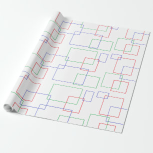 Abstrakten Rödblåa Gröntar, fyrkanter och rektangl Presentpapper