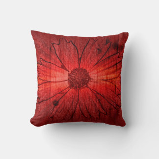 Abstrakten Rödblommig Vintage Konstruktion Kudde