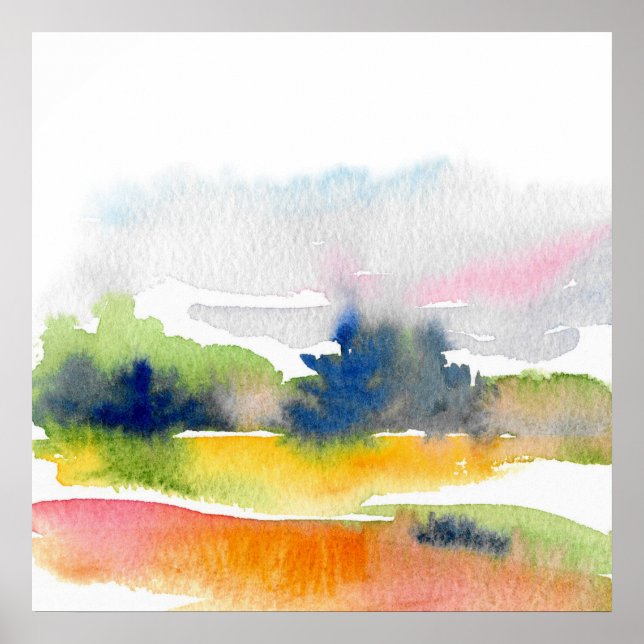 abstrakten Roligt med vattenfärgsBrushstrokes Poster (Framsidan)