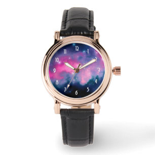 Abstrakten rosa & Blue Galaxy & Stars Armbandsur