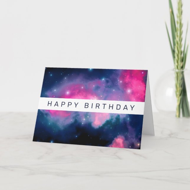 Abstrakten rosa & Blue Galaxy & Stars Kort (Framsida)