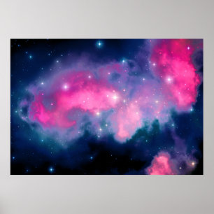 Abstrakten rosa & Blue Galaxy & Stars Poster