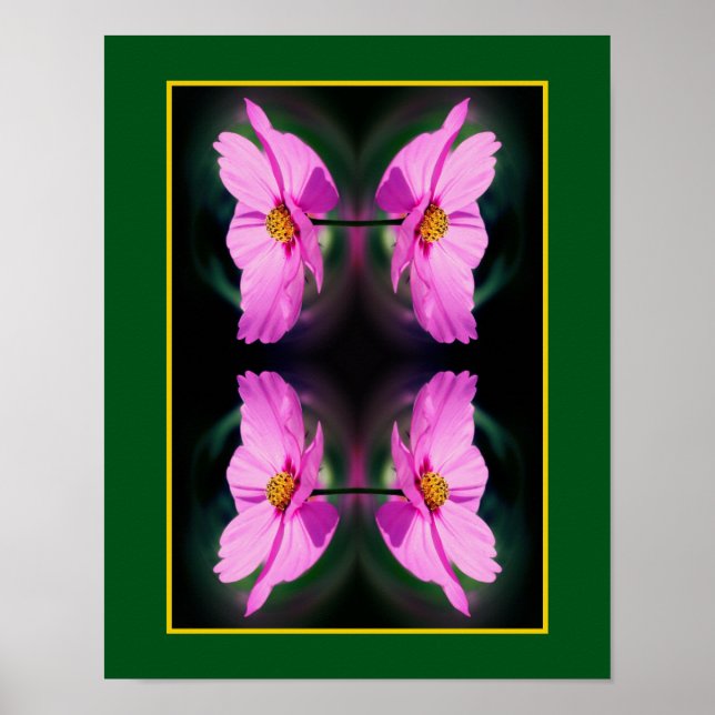 Abstrakten Rosa Cosmos Flower Spegel Poster (Framsidan)