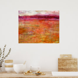 Abstrakten rosa Orange liggande målning Poster