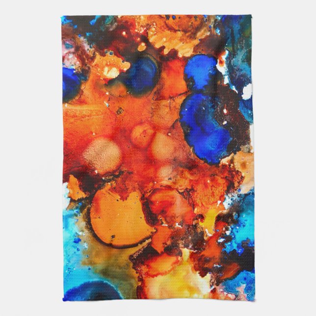 Abstrakten Rust orange bläck Kökshandduk (Vertikal)