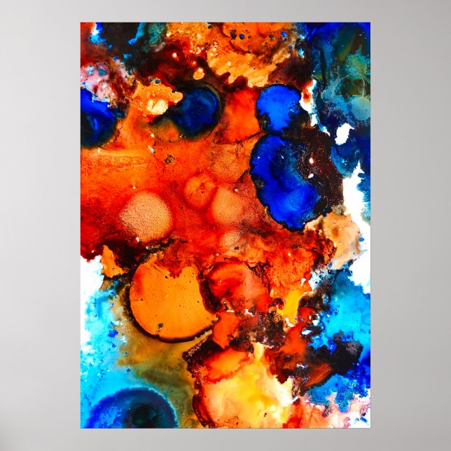 Abstrakten Rust orange bläck Poster (Framsidan)