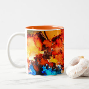 Abstrakten Rust orange bläck Två-Tonad Mugg