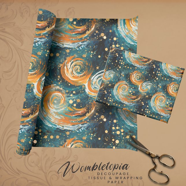 Abstrakten Rymden Blue och Orange Modern Presentpapper (Skapare uppladdad)