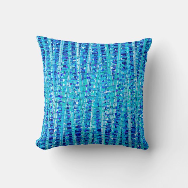 Abstrakten Satin Rand and Dots, Cobalt Blue Kudde (Framsida)