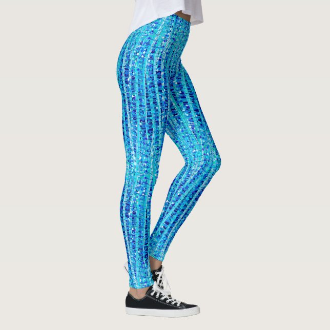 Abstrakten Satin Rand and Dots, Cobalt Blue Leggings (Höger)