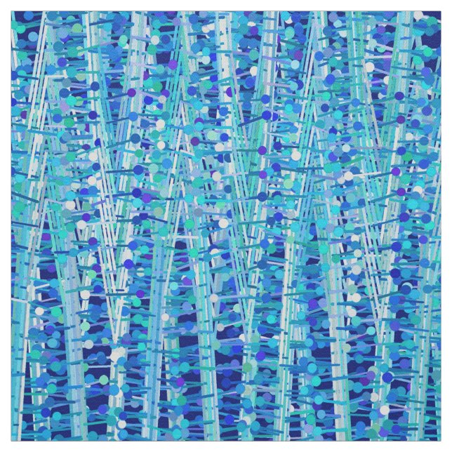 Abstrakten Satin Rand and Dots, Cobalt Blue Tyg (Provkarta)