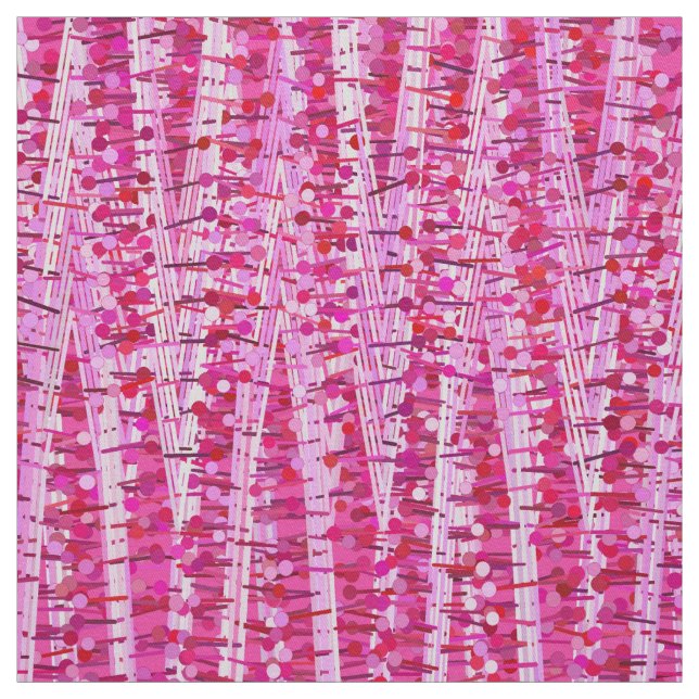 Abstrakten Satin Rand och Dots, Rosan Fuchsia Tyg (Provkarta)