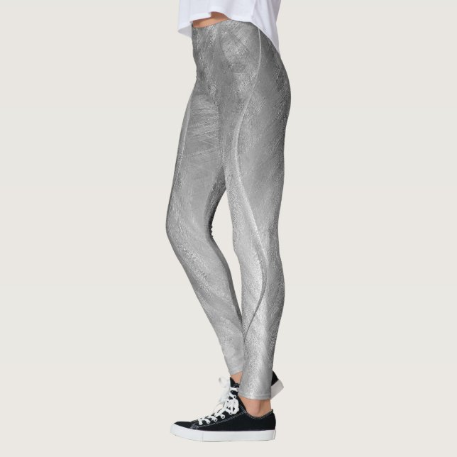 Abstrakten silver Brushed Metall Leggings (Vänster)