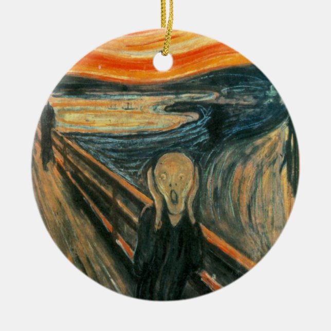 Abstrakten Skräm Munch Modern Art Julgransprydnad Keramik (Framsidan)