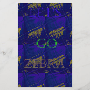 Abstrakten Skriv ut fransk Blue "Låt oss Go Zebra" Brevpapper