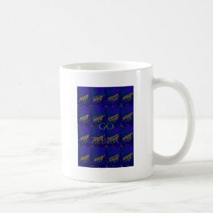Abstrakten Skriv ut fransk Blue "Låt oss Go Zebra" Kaffemugg