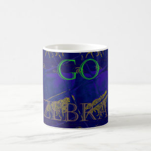 Abstrakten Skriv ut fransk Blue "Låt oss Go Zebra" Kaffemugg