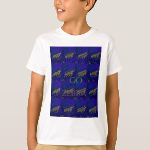 Abstrakten Skriv ut fransk Blue "Låt oss Go Zebra" T Shirt