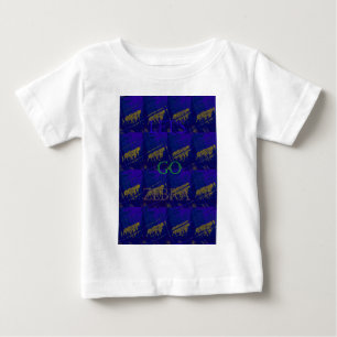 Abstrakten Skriv ut fransk Blue "Låt oss Go Zebra" Tee