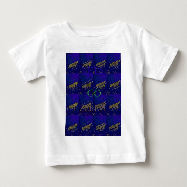 Abstrakten Skriv ut fransk Blue "Låt oss Go Zebra" Tee (Framsida)