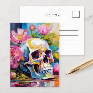 Abstrakten Skull och blommor i Modern Art Stilla h Vykort