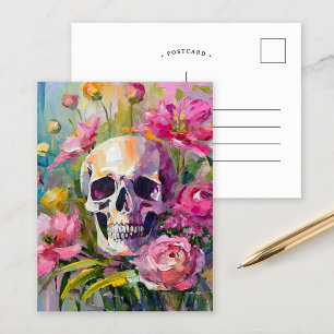 Abstrakten Skull och blommor i Modern Art Stilla h Vykort