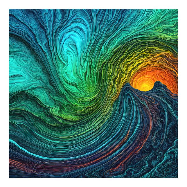 abstrakten "Sol som försvinner" Fractal Vinkarare Fototryck (Framsidan)