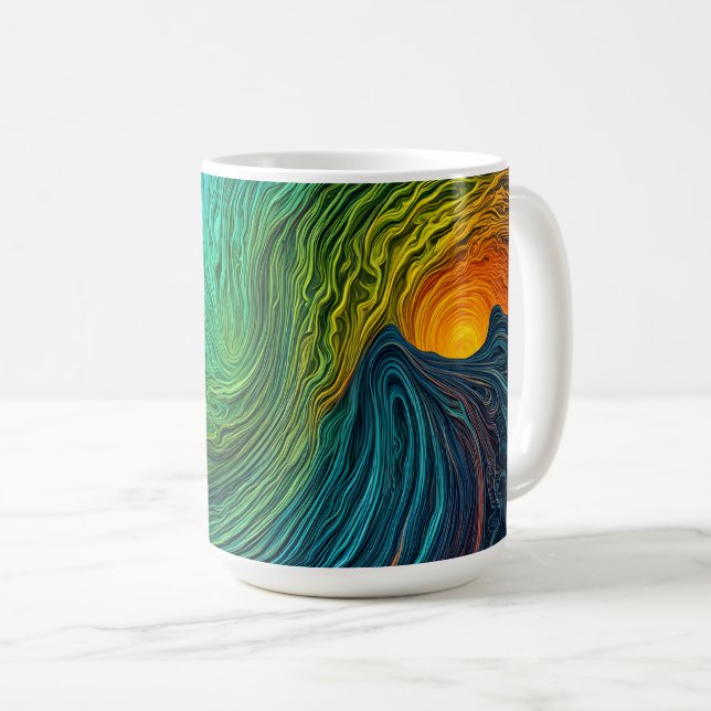 abstrakten "Sol som försvinner" Fractal Vinkarare Kaffemugg (Framsida höger)