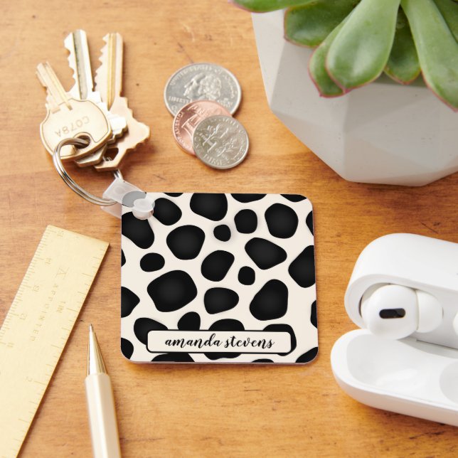 Abstrakten Svart namntyp Mönster Nyckelring (Skrivbord)