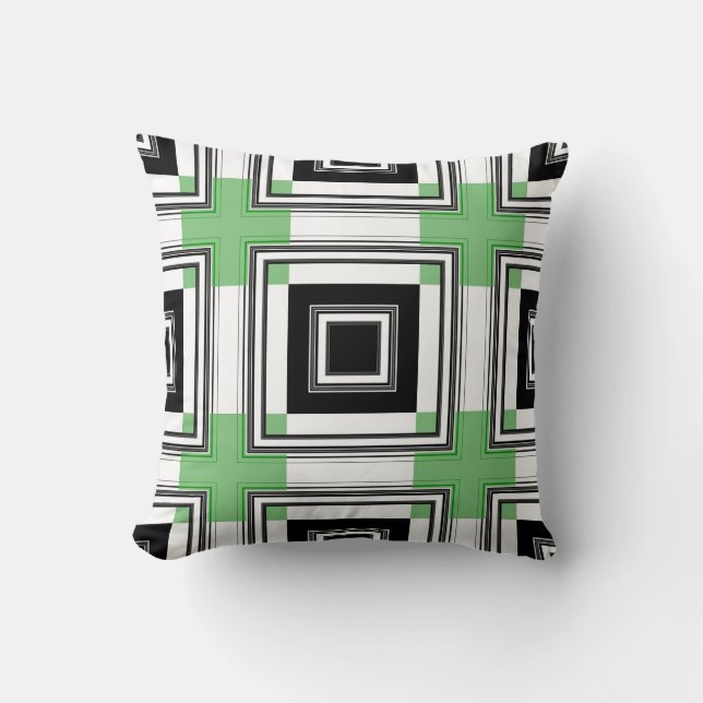 Abstrakten Svartvit Rand Retro Art Design Kudde (Framsida)