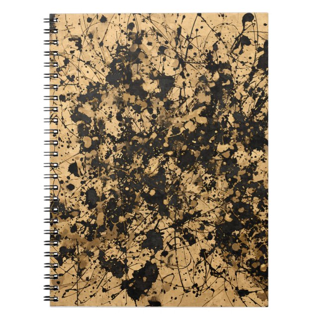 Abstrakten Tan Black Paint Splatter - bärbar dator Anteckningsbok (Framsidan)