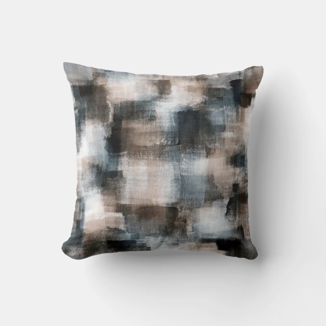 Abstrakten Taupe Slate Brushstrokes Kudde (Framsida)