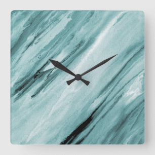 Abstrakten Teal Mint Fyrkantig Klocka