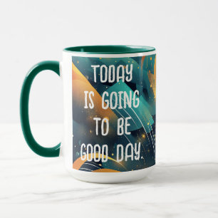 Abstrakten Teal och Guld med citat Mugg