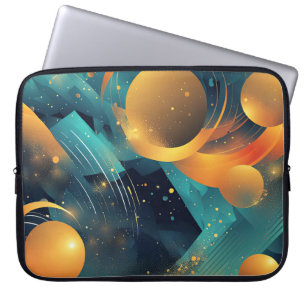 Abstrakten Teal och Guld Sphere Laptop Fodral