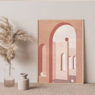 Abstrakten Terracotta Arch Geometric Poster