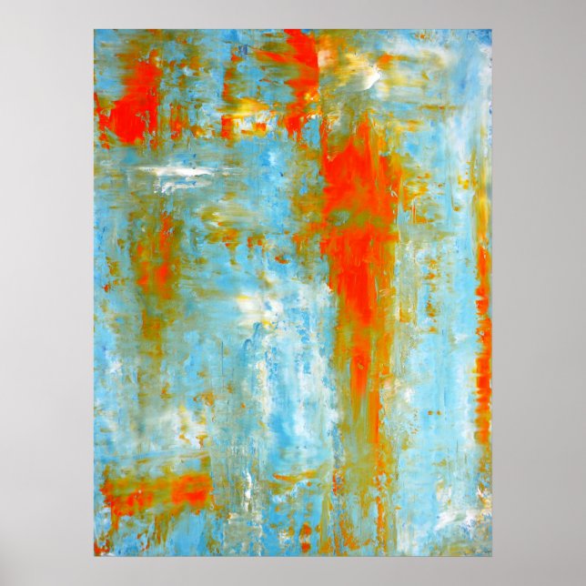 abstrakten "Top it Off" Teal and Orange Art Poster (Framsidan)