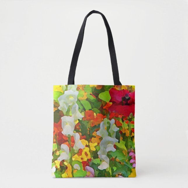 Abstrakten Tote Bag för färgämnen Blommigt Garden  Tygkasse (Framsida)